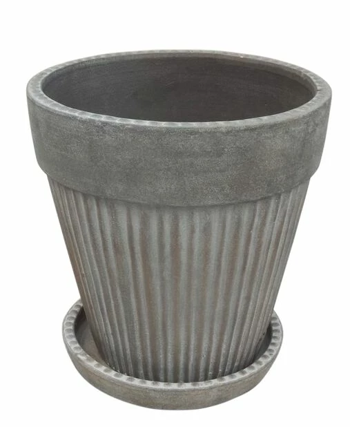 Potte Kelly Med Fat - Ø23 Cm, Grå 1 Potte Kelly Med Fat - Ø23 Cm, Grå