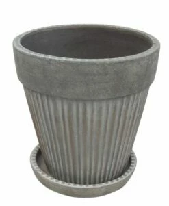 Potte Kelly Med Fat - Ø30 Cm, Grå